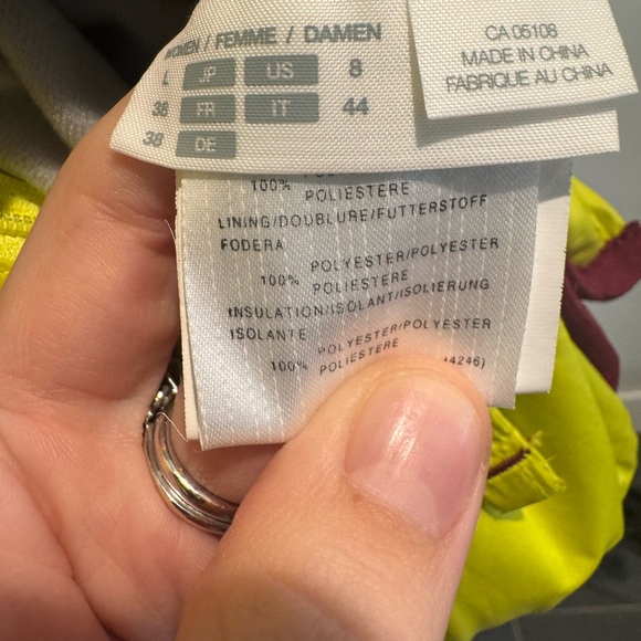 Descent Neon Yellow Green Puffer Reversible Quilted Jacket Athletic Women Large - Picture 5 of 11